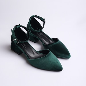 Dark green low best sale heels