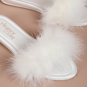 Feather Slippers, Marabou Slippers, Bridal Slippers, Women's Boudoir Slippers, Wedding Slippers, Bride Slippers, Fluffy Slippers image 2