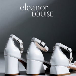 White Wedding Shoes, White Low Heels, White Block Heels, White Heels, White Bridal Shoes, Bridal Block Heels, Low Heels, Pointed Toe Heels image 9
