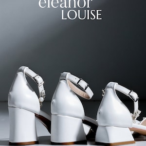 White Low Heels, Bride Shoes, Bridal Shoes, Bridal Heels, Bridal Flats, Block Heels, Evening Shoes image 8