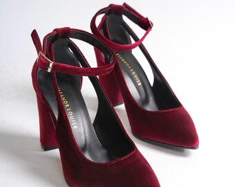 Block Heel New Look Maroon Shoes Buy Dark Red Velvet Heels