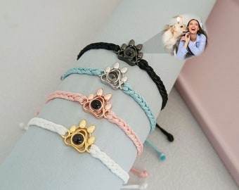 Pulsera de fotos de proyección personalizada, pulsera de proyección de huellas de patas, pulsera de fotos de mascotas, regalo conmemorativo de pérdida de mascotas, imagen de perro gato