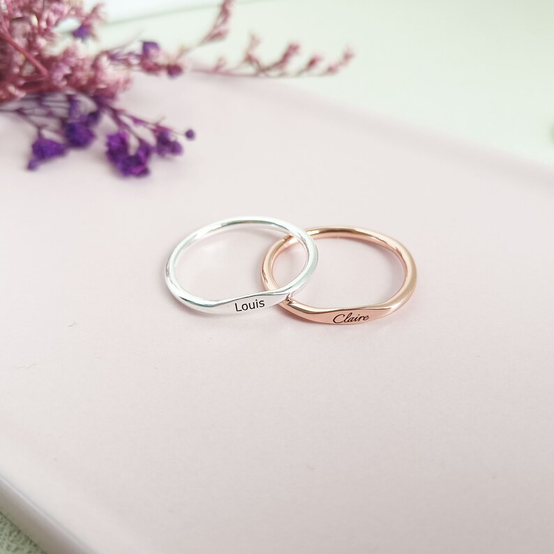 Stacking Ring, Custom Name Ring, Sterling Silver Ring, Delicate Name Ring, Gift for Mom, Initials Ring image 4