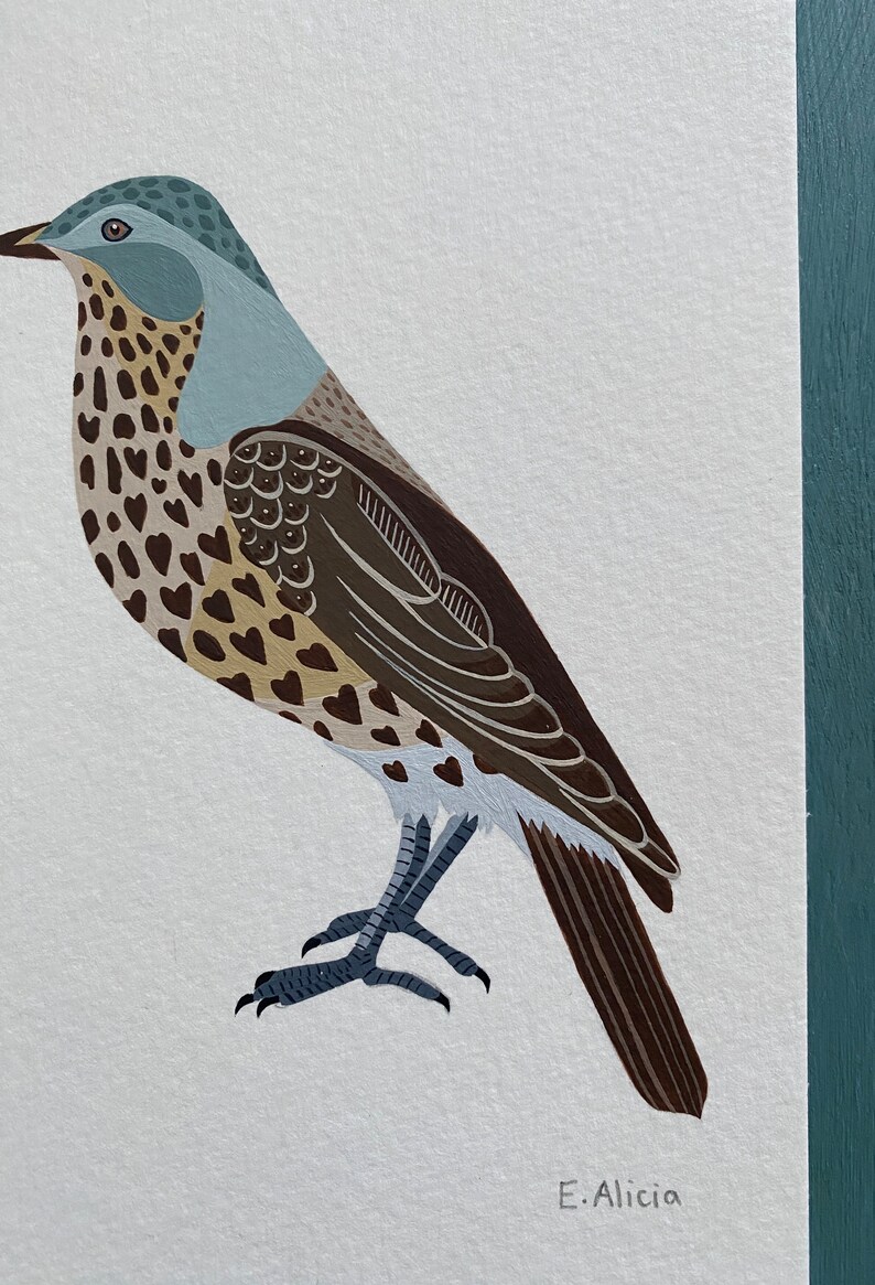 Original Fieldfare Bird Painting Nature Gift Bird Lover Christmas Gift For Bird Lover Wall Art For Your Home Decor Gift Acrylic Artwork image 2