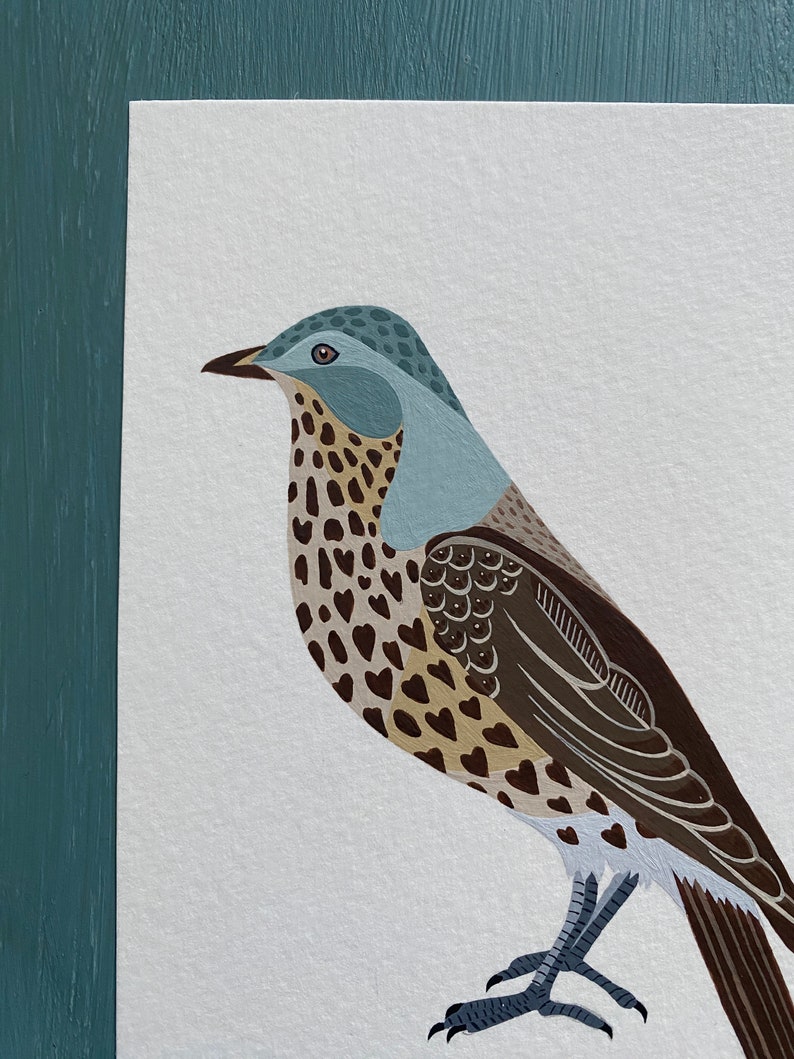Original Fieldfare Bird Painting Nature Gift Bird Lover Christmas Gift For Bird Lover Wall Art For Your Home Decor Gift Acrylic Artwork image 3