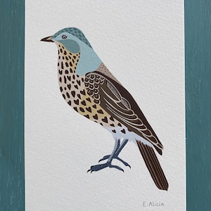 Original Fieldfare Bird Painting Nature Gift Bird Lover Christmas Gift For Bird Lover Wall Art For Your Home Decor Gift Acrylic Artwork image 1