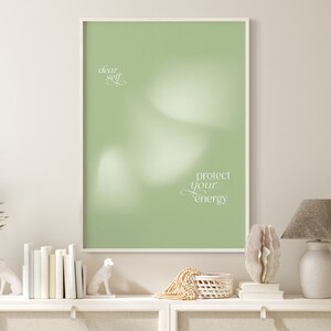 Póster de gradiente de energía Y2K, decoración moderna, estética, verde salvia, aura espiritual, zen, energía positiva, arte de pared abstracto minimalista