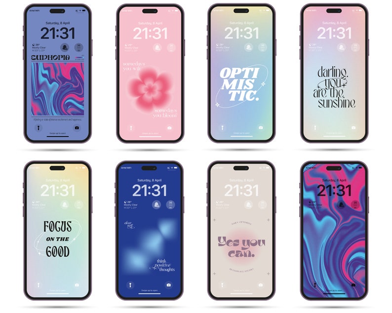 Aura iPhone iPad Wallpaper Aesthetic Gradient Homescreen Etsy