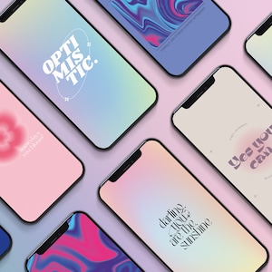 Aura iPhone iPad Wallpaper Aesthetic Gradient Homescreen Lockscreen Background Minimalist Abstract Pastel Colorful Self Care Positive Quotes