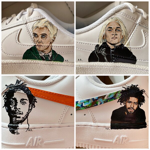 Personalisierte Portrait-Schuhe | handbemalte Schuhe auf Auftrag | Sneaker mit Wunsch-Portrait | individuelle Turnschuhe, customised