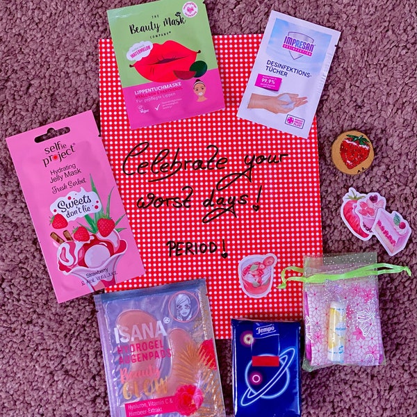 Period Surprise Bag | Period Theme Gift | First Period, Enlightenment | Care Gift Set | Strawberry Week