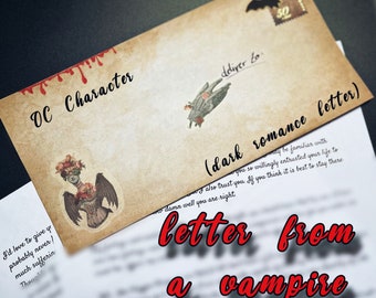 Comfort Character Brief von einem Vampir | Dark Romance | Liebesbrief | Fantasy Wesen | Fledermaus | Briefe für dich | personalisiert
