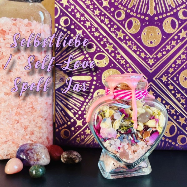 amour de soi Spell Jar | magie du verre | mélange magique | pierre précieuse | amour propre | guérison intérieure | acceptation de soi