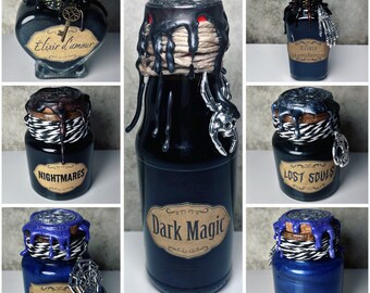 Dark Potions | magical decoration | bookshelf decoration | glitter potions | heart | shimmering potions | decorative