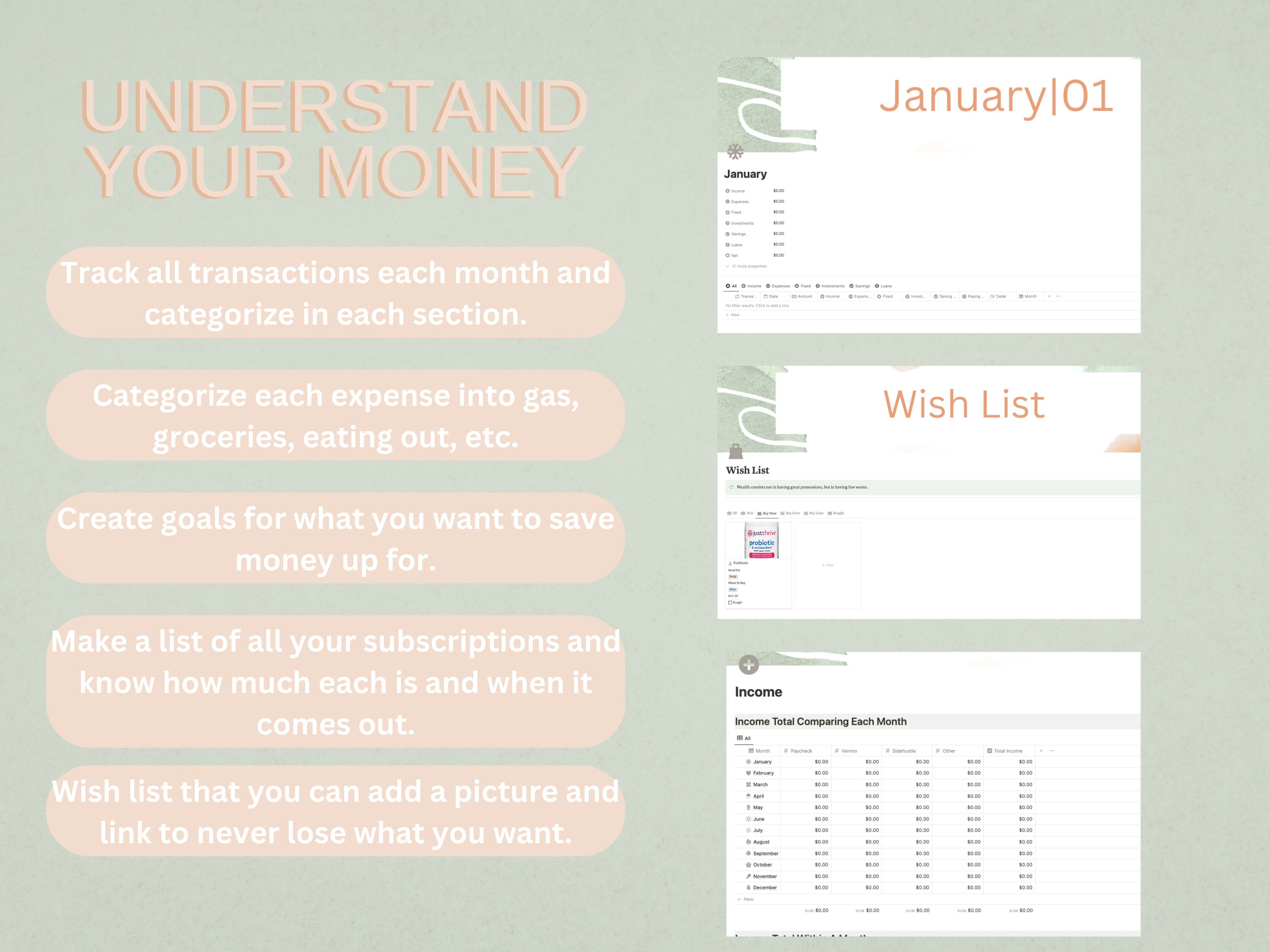 Money Tracker | Notion Template - Etsy