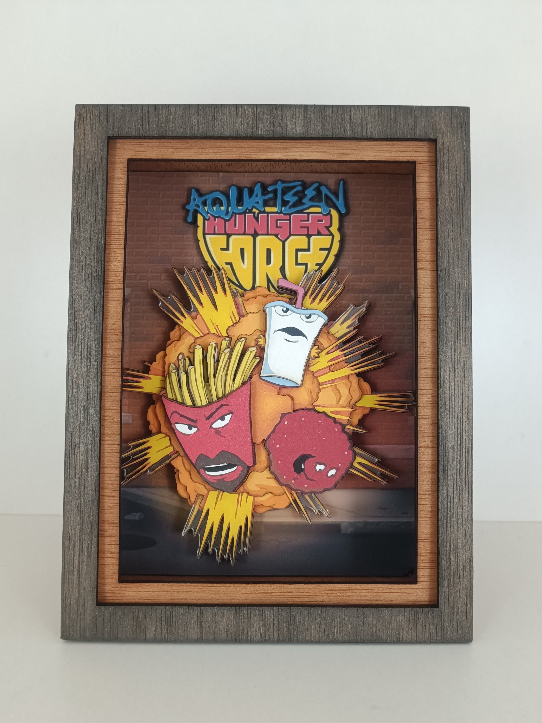 Aqua Teen Hunger Force Shadow Box Lamp: Handmade Diorama Night