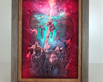 Avengers Schattenbox Nachtlicht: Handgemachtes Superhelden-Diorama