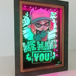 Splatoon Night Light Lamp, Grizzco Industries Shadowbox, Salmon Run Splatoon Light box, Amazing Gift for Birthday, Xmas, Gift for him/her.