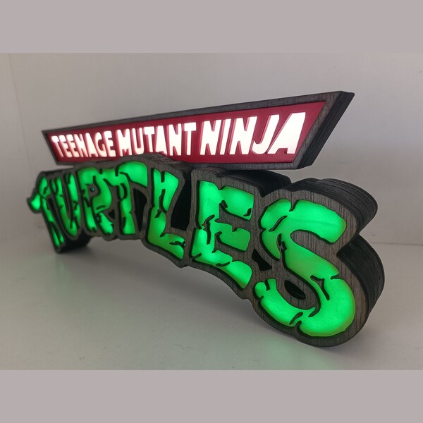 Veilleuse Teenage Mutant Ninja Turtles, signe TMNT, boîte à lumière, cadeau incroyable pour un anniversaire, Noël.