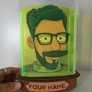 Lampe Futurama personnalisable - Design tête dans un bocal, décoration geek unique, veilleuse de science-fiction, surprise d&#39;anniversaire idéale