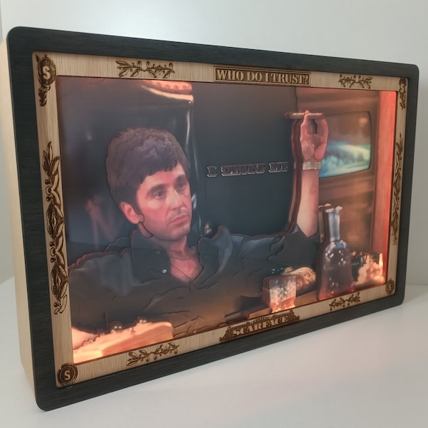 Scarface Night Light, Al Pacino Shadow Box, Scarface Al Pacino Light box, Lightbox, Shadow Box, cadeau de Noël.