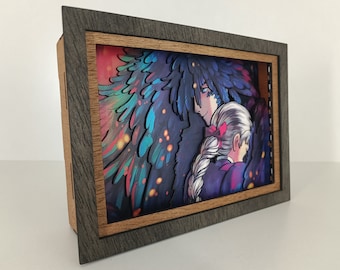 Howl Castle Anime Night Light, Shadow Box, Sophie Howl Castle Lightbox, Anime Lightbox, Amazing gift for birthday, Christmas, Shade lamp.