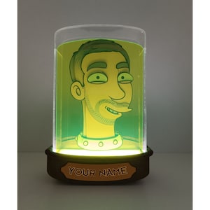 Lampe tête en bocal Futurama, cadeau geek unique, décoration de science-fiction, veilleuse personnalisable, cadeau d&#39;anniversaire pour lui/elle