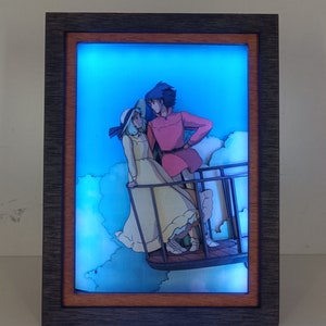 Magical Anime Night Light - Sophie and Howl Castle Shadow Box, Perfect Gift for Him/Her, Unique Decoration, Anime Lover Present