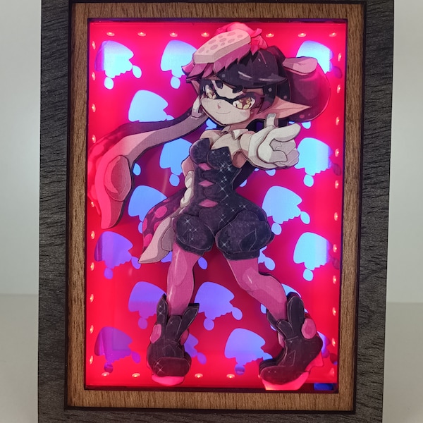 Veilleuse Splatoon Grizco Industries, boîte à ombres Callie Marie, idoles de calmar Salmon Run, boîte lumineuse Splatoon, cadeau incroyable pour un anniversaire, Noël