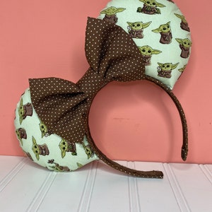 Mouse Ears/Baby Yoda/The child/Boutique Mouse Ears/Disney Inspired/Headband/Handmade