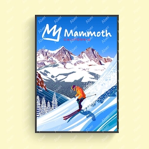 Mammoth Mountain Poster, California Poster California Wall Art, Ski Snowboard Print, Unframed