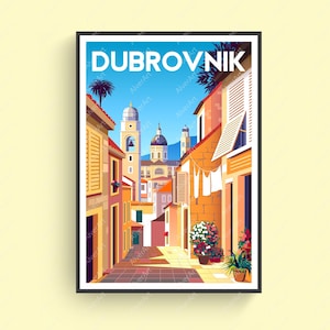 Dubrovnik Poster, Croatia Poster, Croatia Travel Print, Croatia Cityscape Wall Art, Digital Art, Unframed
