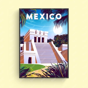 Mexico Poster, Tulum Poster, Mexico Travel Print, Mexico Wall Art, Digital Art, Unframed