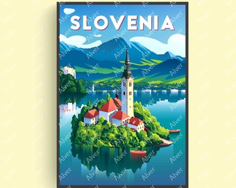Slovenia Poster, Slovenia Travel Print, Slovenia Wall Art, Digital Art, Unframed