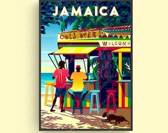 Caribbean Poster, Jamaica Poster, Tropical Print, Caribbean Travel Print, Caribbean Wall Art, Unframed