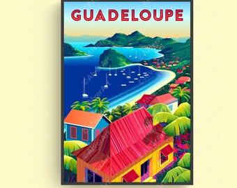 Guadeloupe Poster, Caribbean Poster, France Poster, Tropical Print, Caribbean Travel Print, Caribbean Wall Art, Unframed