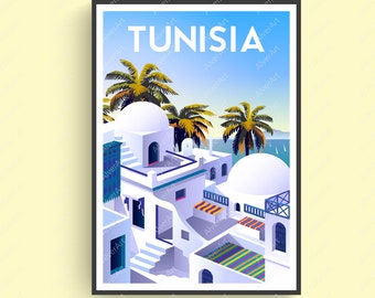 Tunisia Poster, Sidi Bou Said Poster, Africa Poster, Tunisia