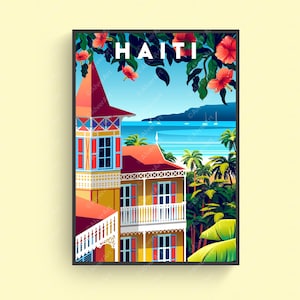 Haiti Poster, Caribbean Poster, Caribbean Print, Tropical Travel Print, Caribbean Wall Art, Beach Poster, Unframed