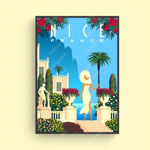 France Poster, Nice Poster, France Travel Print, Cote d&#39;Azur Poster, French Riviera Wall Art, Unframed