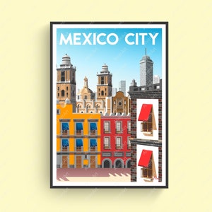 Mexico City Poster, Mexico Poster, Mexico Travel Print, Cityscape Wall Art, Unframed