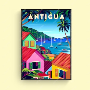 Caribbean Poster, Antigua Poster, Tropical Print, Caribbean Travel Print, Caribbean Wall Art, Unframed