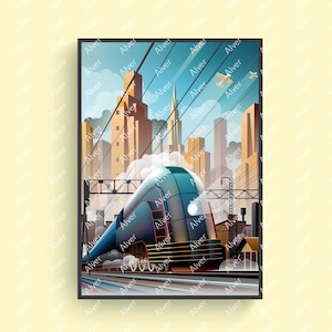 Art Deco Poster, Train Poster, Train Print, Art Deco Wall Art, Digital Art, Unframed