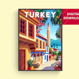 Turkey Poster, Turkey Travel Print, Turkey Wall Art, Digital Art, Unframed