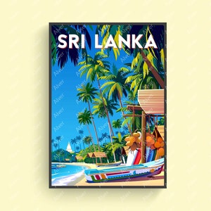 Sri Lanka Poster, Sri Lanka Print, Ceylon Poster, Beach Print, Africa Wall Art, Digital Art, Unframed