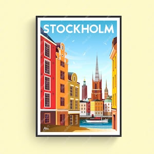 Sweden Poster, Stockholm Poster, Sweden Travel Print, Cityscape Wall Art, Unframed