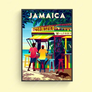 Caribbean Poster, Jamaica Poster, Tropical Print, Caribbean Travel Print, Caribbean Wall Art, Unframed