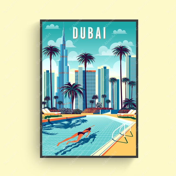 Dubai Poster, Asia Poster, United Arab Emirates Poster, Arabic Poster, Arabic Travel Print, Dubai Wall Art, Unframed