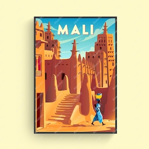 Mali Poster, Africa Poster, Africa Travel Print, Africa Wall Art, Digital Art, Unframed