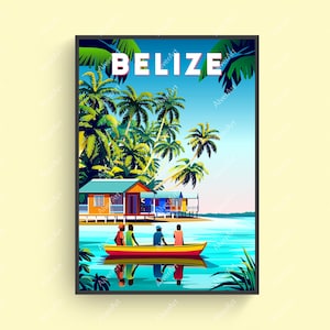 Karibik Poster, Belize Poster, Tropical Travel Print, Karibik Wandkunst, ungerahmt