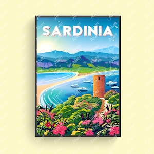 Italy Poster, Sardinia Poster, Italy Print, Sardinia Wall Art, Digital Art, Unframed